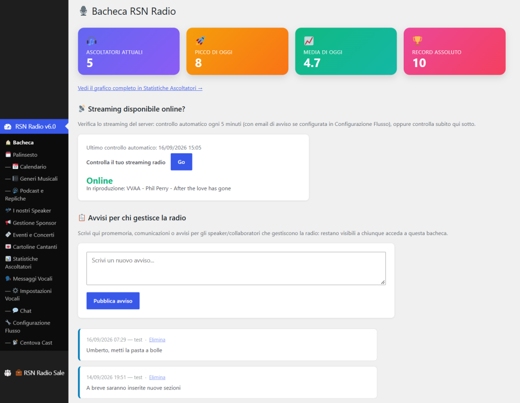 Bacheca RSN ‹ Radio Stations Network