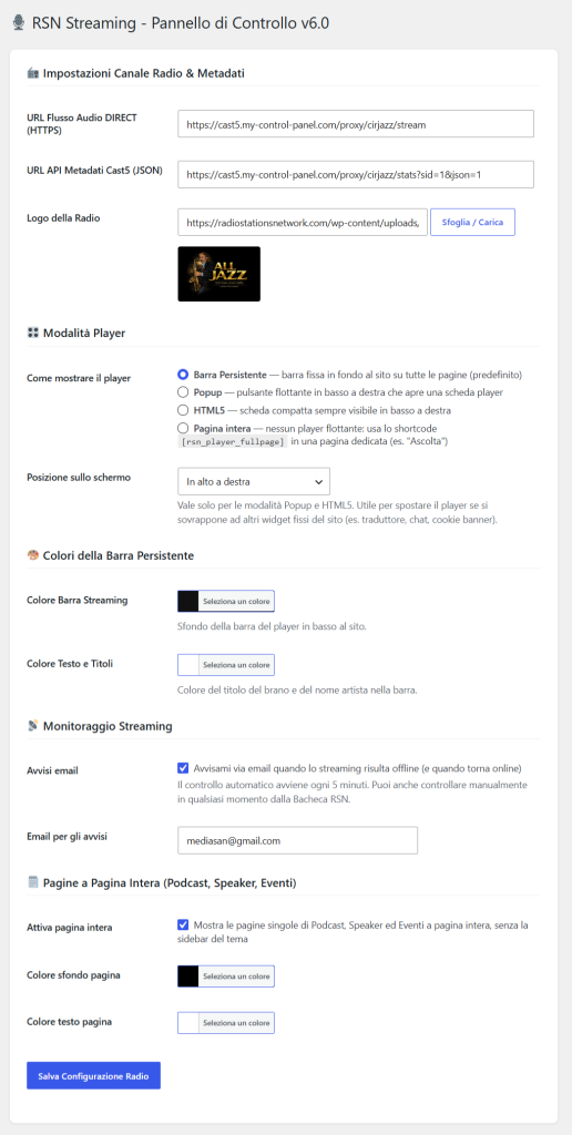 Configurazione Flusso ‹ Radio Stations Network